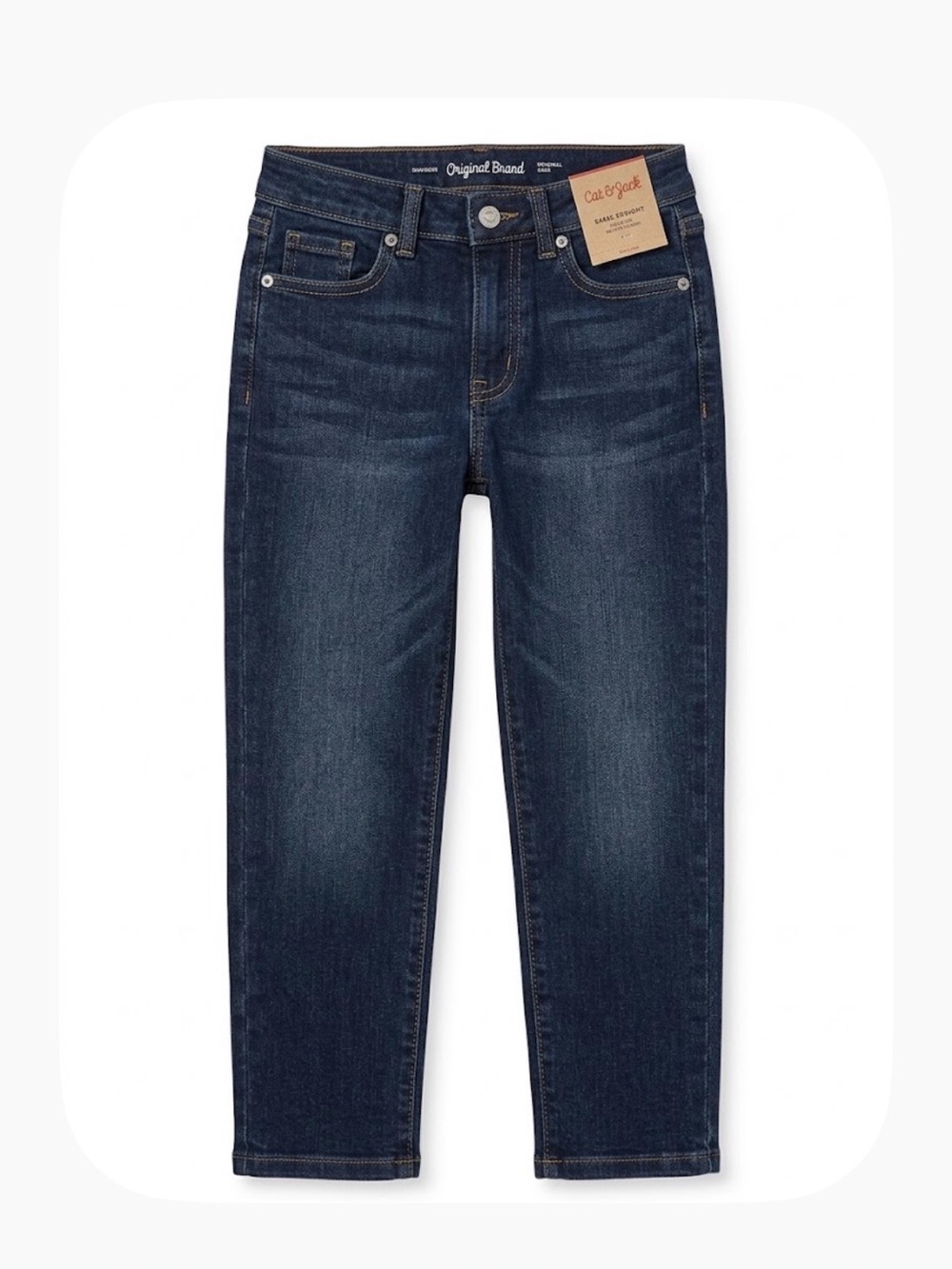 CAT & JACK Ankle Straight High Rise Jeans, Girls Size 10, Blue Dark Wash